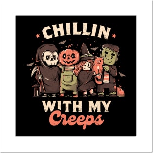 Chilling With My Creeps - Cute Funny Evil Halloween Gift Posters and Art